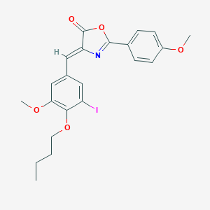 molecular formula C22H22INO5 B283806 4-(4-butoxy-3-iodo-5-methoxybenzylidene)-2-(4-methoxyphenyl)-1,3-oxazol-5(4H)-one 
