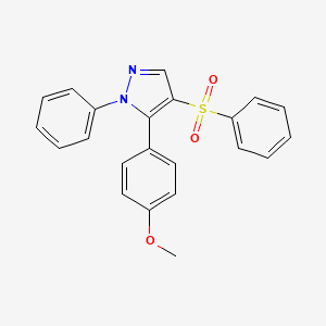 molecular formula C22H18N2O3S B2838061 5-(4-甲氧基苯基)-1-苯基-1H-吡唑-4-基苯磺酮 CAS No. 318951-69-8