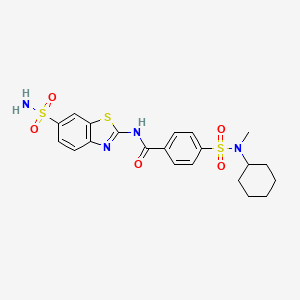 molecular formula C21H24N4O5S3 B2838068 4-[环己基(甲基)磺酰氨基]-N-(6-磺酰氨基-1,3-苯并噻唑-2-基)苯甲酰胺 CAS No. 683259-49-6