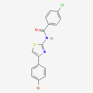 molecular formula C16H10BrClN2OS B2838070 N-[4-(4-bromophenyl)-1,3-thiazol-2-yl]-4-chlorobenzamide CAS No. 309944-83-0