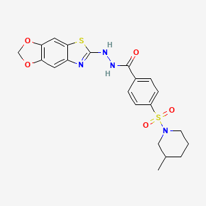 molecular formula C21H22N4O5S2 B2838081 N'-([1,3]dioxolo[4',5':4,5]benzo[1,2-d]thiazol-6-yl)-4-((3-methylpiperidin-1-yl)sulfonyl)benzohydrazide CAS No. 851988-62-0