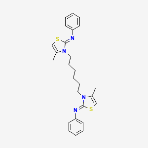 molecular formula C26H30N4S2 B2838095 4-methyl-3-[6-(4-methyl-2-phenylimino-1,3-thiazol-3-yl)hexyl]-N-phenyl-1,3-thiazol-2-imine CAS No. 1322879-47-9