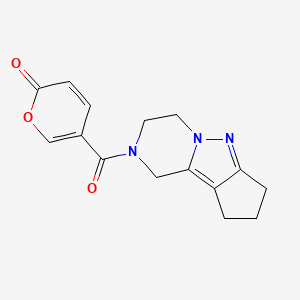molecular formula C15H15N3O3 B2838097 5-(2,3,4,7,8,9-hexahydro-1H-cyclopenta[3,4]pyrazolo[1,5-a]pyrazine-2-carbonyl)-2H-pyran-2-one CAS No. 2034371-49-6