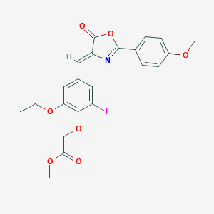 molecular formula C22H20INO7 B283810 methyl {2-ethoxy-6-iodo-4-[(2-(4-methoxyphenyl)-5-oxo-1,3-oxazol-4(5H)-ylidene)methyl]phenoxy}acetate 