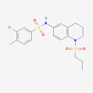 molecular formula C19H23ClN2O4S2 B2838108 3-chloro-4-methyl-N-(1-(propylsulfonyl)-1,2,3,4-tetrahydroquinolin-6-yl)benzenesulfonamide CAS No. 946241-62-9