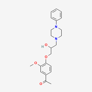 molecular formula C22H28N2O4 B2838109 1-(4-(2-Hydroxy-3-(4-phenylpiperazin-1-yl)propoxy)-3-methoxyphenyl)ethanone CAS No. 667891-21-6