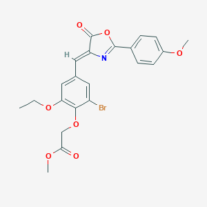 molecular formula C22H20BrNO7 B283811 methyl {2-bromo-6-ethoxy-4-[(2-(4-methoxyphenyl)-5-oxo-1,3-oxazol-4(5H)-ylidene)methyl]phenoxy}acetate 