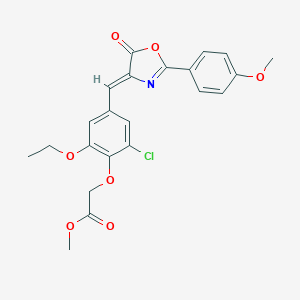 molecular formula C22H20ClNO7 B283812 methyl {2-chloro-6-ethoxy-4-[(2-(4-methoxyphenyl)-5-oxo-1,3-oxazol-4(5H)-ylidene)methyl]phenoxy}acetate 