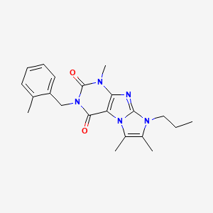 molecular formula C21H25N5O2 B2838124 1,6,7-trimethyl-3-[(2-methylphenyl)methyl]-8-propyl-1H,2H,3H,4H,8H-imidazo[1,2-g]purine-2,4-dione CAS No. 878412-00-1