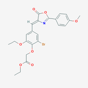 molecular formula C23H22BrNO7 B283813 ethyl {2-bromo-6-ethoxy-4-[(2-(4-methoxyphenyl)-5-oxo-1,3-oxazol-4(5H)-ylidene)methyl]phenoxy}acetate 
