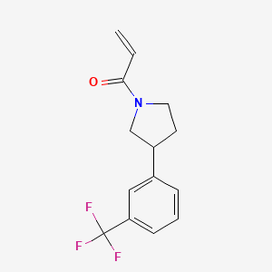 molecular formula C14H14F3NO B2838132 1-[3-[3-(Trifluoromethyl)phenyl]pyrrolidin-1-yl]prop-2-en-1-one CAS No. 2189498-81-3