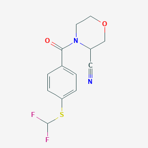 molecular formula C13H12F2N2O2S B2838134 4-[4-(Difluoromethylsulfanyl)benzoyl]morpholine-3-carbonitrile CAS No. 1384670-24-9