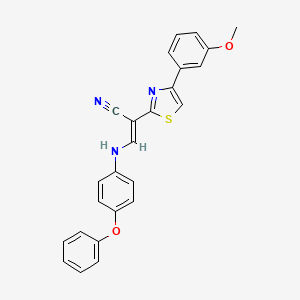 molecular formula C25H19N3O2S B2838139 (E)-2-(4-(3-甲氧基苯基)噻唑-2-基)-3-((4-苯氧基苯基)氨基)丙烯腈 CAS No. 1321983-85-0