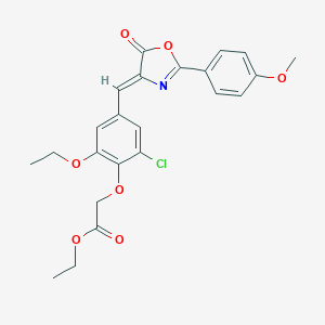 molecular formula C23H22ClNO7 B283814 ethyl {2-chloro-6-ethoxy-4-[(2-(4-methoxyphenyl)-5-oxo-1,3-oxazol-4(5H)-ylidene)methyl]phenoxy}acetate 