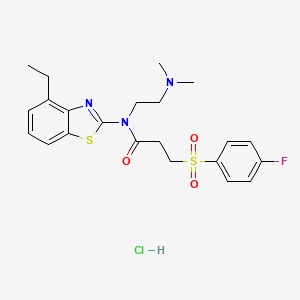 N-(2-(dimethylamino)ethyl)-N-(4-ethylbenzo[d]thiazol-2-yl)-3-((4-fluorophenyl)sulfonyl)propanamide hydrochloride