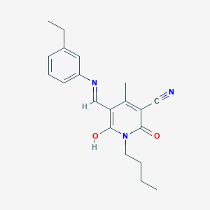 molecular formula C20H23N3O2 B2838146 (5Z)-1-丁基-5-{[(3-乙基苯基)氨基]甲亚基}-4-甲基-2,6-二氧代-1,2,5,6-四氢吡啶-3-羧腈 CAS No. 883278-94-2