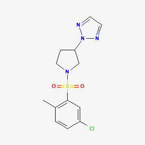 molecular formula C13H15ClN4O2S B2838147 2-(1-((5-chloro-2-methylphenyl)sulfonyl)pyrrolidin-3-yl)-2H-1,2,3-triazole CAS No. 2034347-24-3