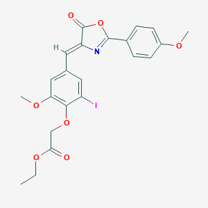 ethyl {2-iodo-6-methoxy-4-[(2-(4-methoxyphenyl)-5-oxo-1,3-oxazol-4(5H)-ylidene)methyl]phenoxy}acetate