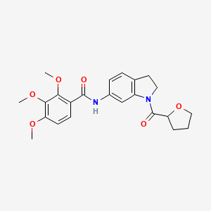 molecular formula C23H26N2O6 B2838158 2,3,4-trimethoxy-N-(1-(tetrahydrofuran-2-carbonyl)indolin-6-yl)benzamide CAS No. 1040657-74-6