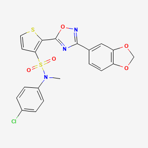 2-[3-(1,3-benzodioxol-5-yl)-1,2,4-oxadiazol-5-yl]-N-(4-chlorophenyl)-N-methylthiophene-3-sulfonamide