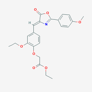 molecular formula C23H23NO7 B283818 ethyl {2-ethoxy-4-[(2-(4-methoxyphenyl)-5-oxo-1,3-oxazol-4(5H)-ylidene)methyl]phenoxy}acetate 