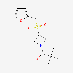 molecular formula C13H19NO4S B2838185 1-(3-((Furan-2-ylmethyl)sulfonyl)azetidin-1-yl)-2,2-dimethylpropan-1-one CAS No. 1796970-50-7