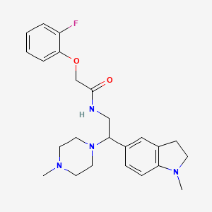 molecular formula C24H31FN4O2 B2838186 2-(2-fluorophenoxy)-N-(2-(1-methylindolin-5-yl)-2-(4-methylpiperazin-1-yl)ethyl)acetamide CAS No. 922089-53-0