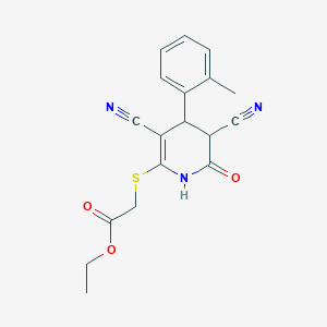 Ethyl {[3,5-dicyano-4-(2-methylphenyl)-6-oxo-1,4,5,6-tetrahydropyridin-2-yl]sulfanyl}acetate