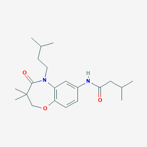 N-(5-isopentyl-3,3-dimethyl-4-oxo-2,3,4,5-tetrahydrobenzo[b][1,4]oxazepin-7-yl)-3-methylbutanamide