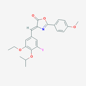 molecular formula C22H22INO5 B283819 4-(3-ethoxy-5-iodo-4-isopropoxybenzylidene)-2-(4-methoxyphenyl)-1,3-oxazol-5(4H)-one 