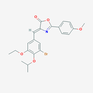 molecular formula C22H22BrNO5 B283820 4-(3-bromo-5-ethoxy-4-isopropoxybenzylidene)-2-(4-methoxyphenyl)-1,3-oxazol-5(4H)-one 