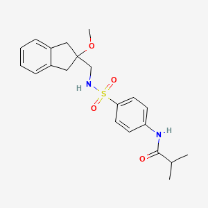 molecular formula C21H26N2O4S B2838202 N-(4-(N-((2-methoxy-2,3-dihydro-1H-inden-2-yl)methyl)sulfamoyl)phenyl)isobutyramide CAS No. 2034411-07-7