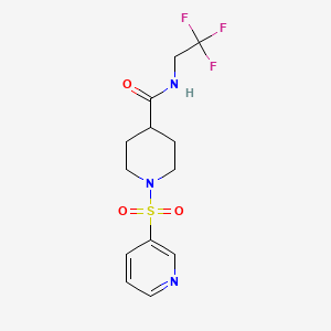 molecular formula C13H16F3N3O3S B2838203 1-(pyridin-3-ylsulfonyl)-N-(2,2,2-trifluoroethyl)piperidine-4-carboxamide CAS No. 1251545-84-2