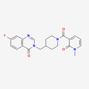 molecular formula C21H21FN4O3 B2838209 7-Fluoro-3-[[1-(1-methyl-2-oxopyridine-3-carbonyl)piperidin-4-yl]methyl]quinazolin-4-one CAS No. 2415632-26-5