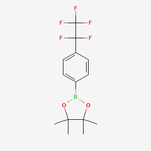 molecular formula C14H16BF5O2 B2838210 4,4,5,5-Tetramethyl-2-[4-(pentafluoroethyl)phenyl]-1,3,2-dioxaborolane CAS No. 2088974-50-7