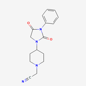 molecular formula C16H18N4O2 B2838213 2-(4-(2,4-Dioxo-3-phenylimidazolidin-1-yl)piperidin-1-yl)acetonitrile CAS No. 2034332-29-9