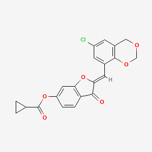 molecular formula C21H15ClO6 B2838215 (Z)-2-((6-chloro-4H-benzo[d][1,3]dioxin-8-yl)methylene)-3-oxo-2,3-dihydrobenzofuran-6-yl cyclopropanecarboxylate CAS No. 929512-28-7