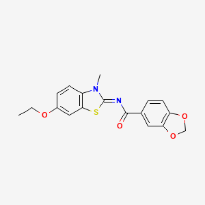 molecular formula C18H16N2O4S B2838216 (E)-N-(6-ethoxy-3-methylbenzo[d]thiazol-2(3H)-ylidene)benzo[d][1,3]dioxole-5-carboxamide CAS No. 1006293-97-5