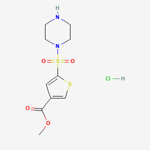 molecular formula C10H15ClN2O4S2 B2838219 甲基5-(哌嗪-1-基磺酰基)噻吩-3-甲酸乙酯盐酸盐 CAS No. 1049723-26-3