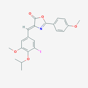 molecular formula C21H20INO5 B283822 4-(3-iodo-4-isopropoxy-5-methoxybenzylidene)-2-(4-methoxyphenyl)-1,3-oxazol-5(4H)-one 