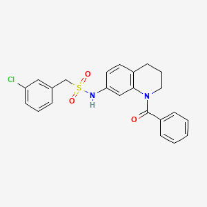 molecular formula C23H21ClN2O3S B2838224 N-(1-benzoyl-1,2,3,4-tetrahydroquinolin-7-yl)-1-(3-chlorophenyl)methanesulfonamide CAS No. 941945-00-2