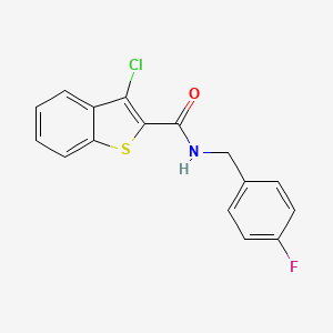 molecular formula C16H11ClFNOS B2838232 3-chloro-N-[(4-fluorophenyl)methyl]-1-benzothiophene-2-carboxamide CAS No. 162091-01-2