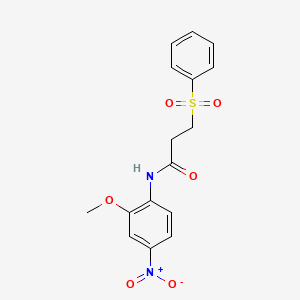 molecular formula C16H16N2O6S B2838239 3-(苯磺酰)-N-(2-甲氧基-4-硝基苯基)丙酰胺 CAS No. 881795-45-5