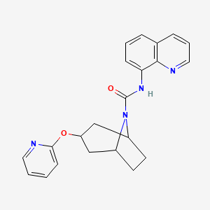 molecular formula C22H22N4O2 B2838252 (1R,3s,5S)-3-(吡啶-2-氧基)-N-(喹啉-8-基)-8-氮杂双环[3.2.1]辛烷-8-甲酰胺 CAS No. 2109462-29-3