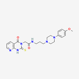 molecular formula C23H28N6O3S B2838255 N-(3-(4-(4-甲氧基苯基)哌嗪-1-基)丙基)-2-(4-氧代-2-硫代-1,2-二氢吡啶并[2,3-d]嘧啶-3(4H)-基)乙酰胺 CAS No. 688793-69-3