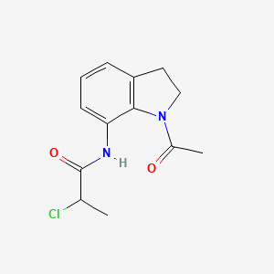 molecular formula C13H15ClN2O2 B2838258 N-(1-Acetyl-2,3-dihydroindol-7-yl)-2-chloropropanamide CAS No. 2411269-59-3