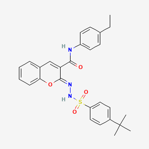 molecular formula C28H29N3O4S B2838262 (2Z)-2-[(4-tert-butylphenyl)sulfonylhydrazinylidene]-N-(4-ethylphenyl)chromene-3-carboxamide CAS No. 1322227-26-8