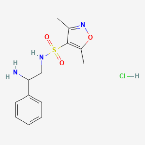 molecular formula C13H18ClN3O3S B2838264 N-(2-amino-2-phenylethyl)-3,5-dimethyl-1,2-oxazole-4-sulfonamide hydrochloride CAS No. 1423033-02-6