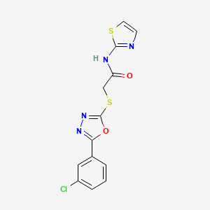 molecular formula C13H9ClN4O2S2 B2838265 2-((5-(3-chlorophenyl)-1,3,4-oxadiazol-2-yl)thio)-N-(thiazol-2-yl)acetamide CAS No. 850937-60-9
