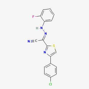 (2E)-4-(4-chlorophenyl)-N-(2-fluoroanilino)-1,3-thiazole-2-carboximidoyl cyanide